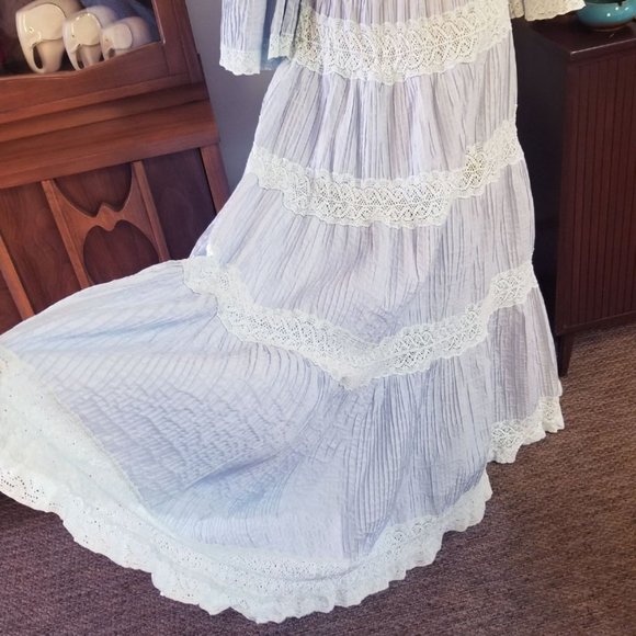 Drop-Dead-Gorgeous!! VTG Prairie Boho Peasant Dress 1970's - Picture 3 of 13